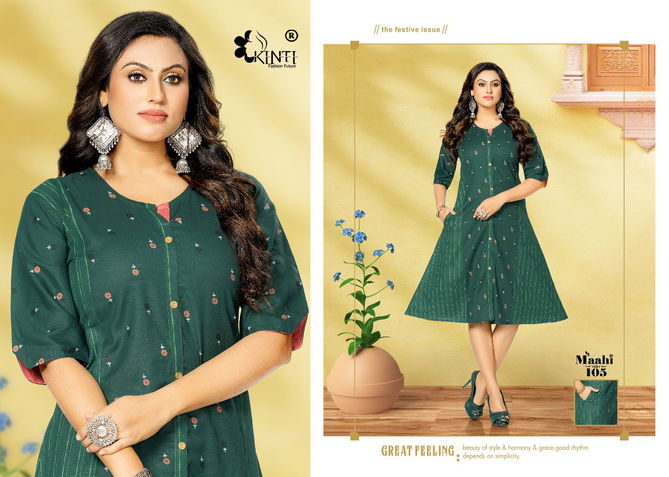 Kinti Maahi Ethnic Wear Princess Cut Wholesale Cotton Kurtis Catalog